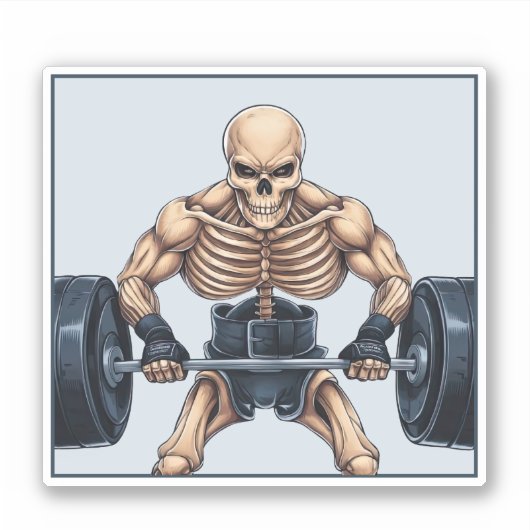 Sticker Squelette haltérophile (Devant)