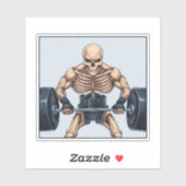 Sticker Squelette haltérophile (Feuille)