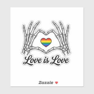 Sticker Squelette Mains Arc-en-ciel Cœur Amour Est Amour C