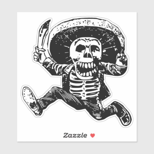 Sticker squelette mexicain (Feuille)