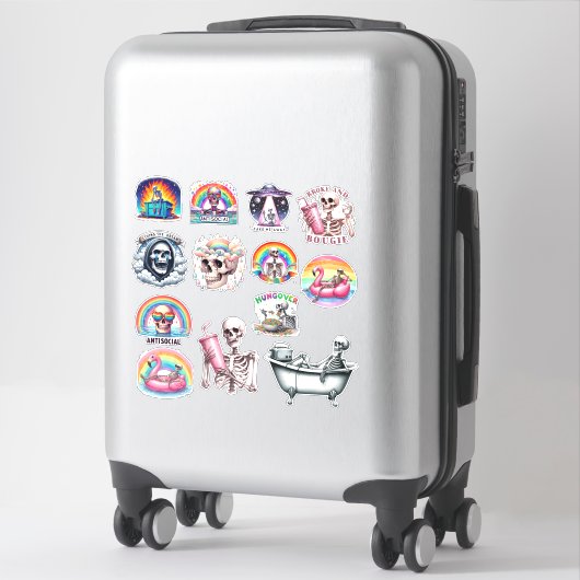 Sticker Squelette sarcastique (Sur valise)