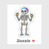 Sticker Squelette souriant Halloween Couleurs arc-en-ciel (Feuille)