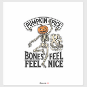 Sticker Squelette Spice Pumpkin Vintage Danse Halloween Sh
