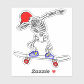 Sticker Squelette sur Skateboard 4" Baiser Stick Vinyl Cou (Feuille)