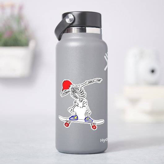 Sticker Squelette sur Skateboard 4" Baiser Stick Vinyl Cou (HydroFlask)