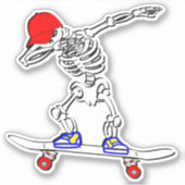 Sticker Squelette sur Skateboard 4" Baiser Stick Vinyl Cou (Devant)