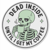 Sticker Squelette Vert Menthe Buvant du Café (Devant)