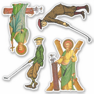Sticker SS. Andrew & Jude et 2 Male Golfers Vintage