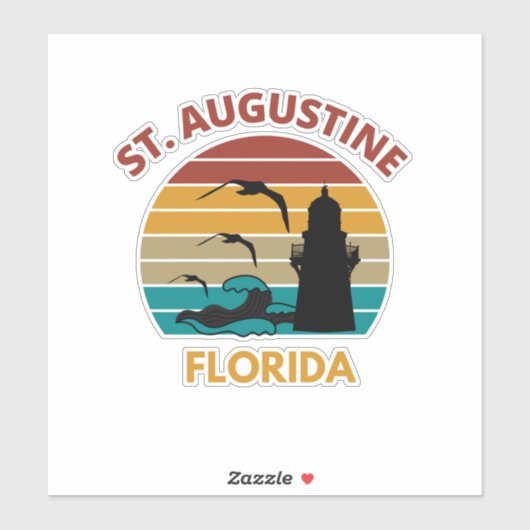 Sticker St Augustine Florida Retro Sunset Design (Feuille)