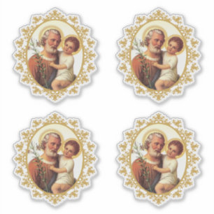 Sticker St Joseph catholique avec l'enfant Jésus religieu