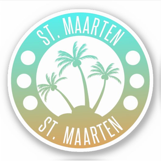 Sticker St Maarten Ocean Aqua Blue Gradient Sint Martin (Devant)