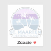 Sticker St Martin Le sympathique rétro de l'île Sint Marti (Feuille)