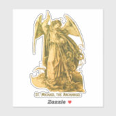 Sticker St Michael Archangel Gold Renaissance Médiévale (Feuille)