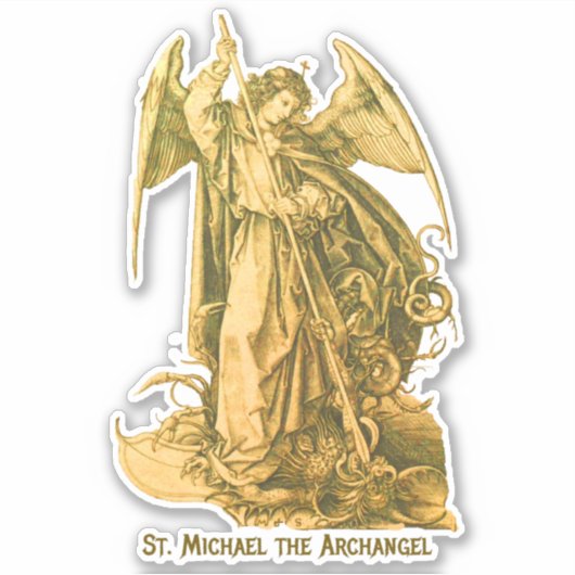 Sticker St Michael Archangel Gold Renaissance Médiévale (Devant)