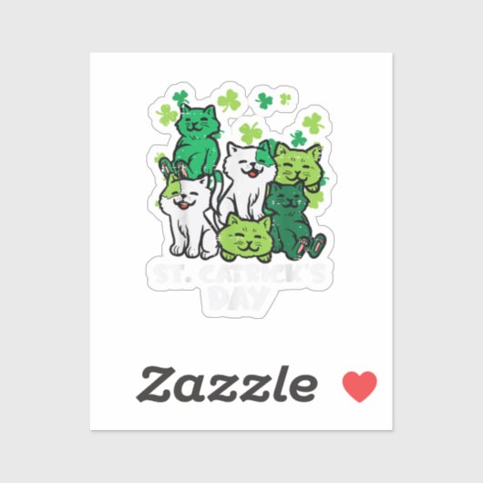 Sticker St Patricks Catricks Day Cats Saint Pattys (Feuille)
