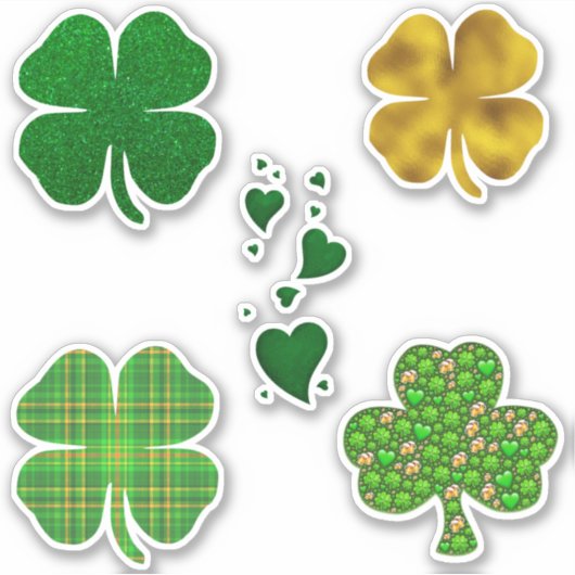 Sticker St. Patrick's Day Clover Hearts Shamrock (Devant)