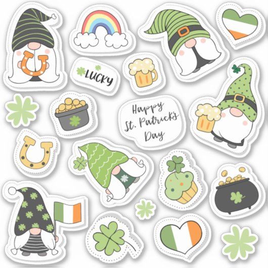 Sticker St. Patrick's Day Différentes icônes amusantes et  (Devant)