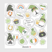 Sticker St. Patrick's Day Différentes icônes amusantes et  (Feuille)