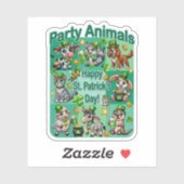 Sticker St. Patrick's Day Fun et adorable "Animaux de fête (Feuille)