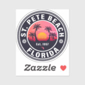 Sticker St. Pete Beach Floride Retro Sunset Souvenirs 60s (Feuille)