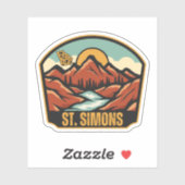 Sticker St. Simons, Géorgie (Feuille)