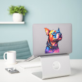 Sticker Staffordshire coloré Bull Terrier Pop Art, (Ordinateur portable sur le bureau)