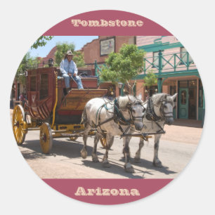 Sticker: Stagecoach Ride #3 (Ronde Rood) Ronde Sticker