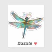 Sticker Stained Glass Colorful Dragonfly (Feuille)