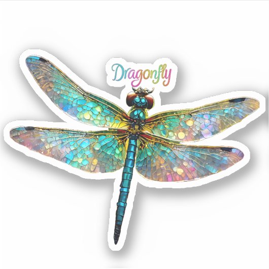 Sticker Stained Glass Colorful Dragonfly (Devant)