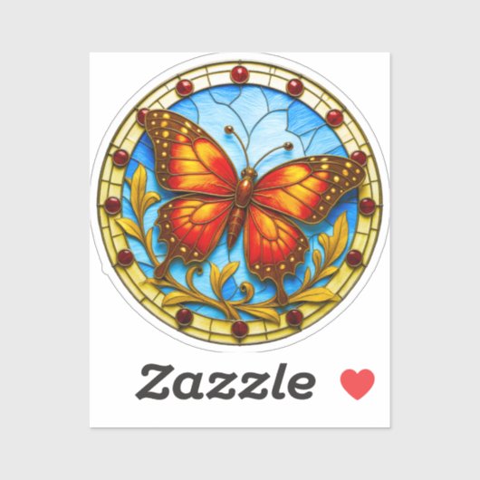 Sticker Stained glass window butterfly (Feuille)