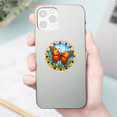 Sticker Stained glass window butterfly (Téléphone)