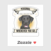 Sticker Stalker personnel Je vous suivrai Black Labrador (Feuille)