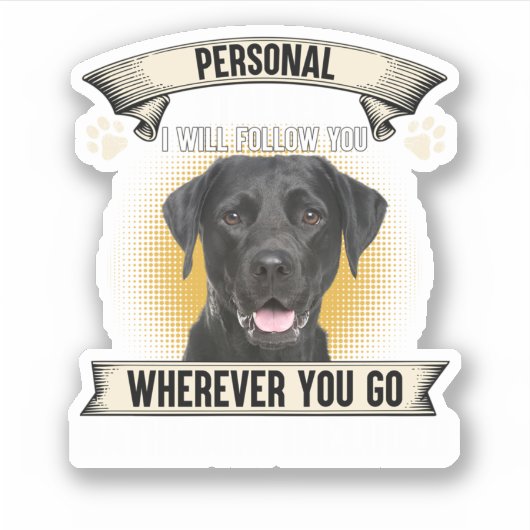 Sticker Stalker personnel Je vous suivrai Black Labrador (Devant)