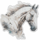 Sticker Stallion blanc | Conception aquarelle | Applicable (Devant)