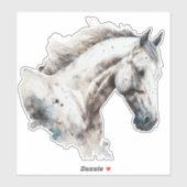 Sticker Stallion blanc | Conception aquarelle | Applicable (Feuille)