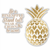 Sticker Stand de l'ananas doré Fier et doux couronné (Devant)