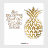 Sticker Stand de l'ananas doré Fier et doux couronné (Feuille)