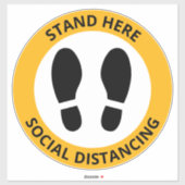 Sticker Stand Ici Social Distancing Empreinte Moderne (Feuille)