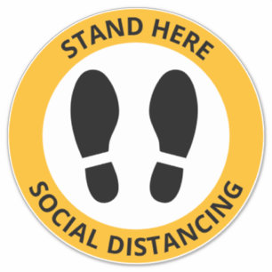 Sticker Stand Ici Social Distancing Empreinte Moderne