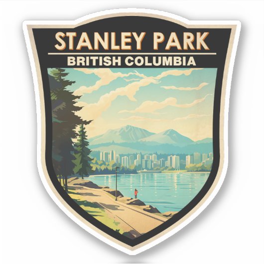 Sticker Stanley Park Vancouver Canada Travel Art Vintage (Devant)
