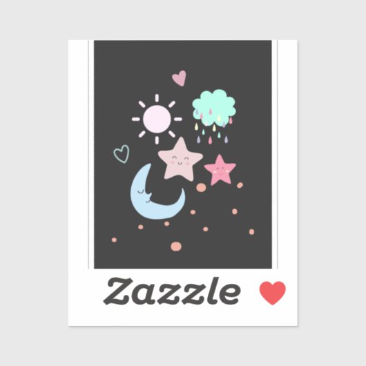 Sticker Star Moon nuage soleil coeur mignon (Feuille)