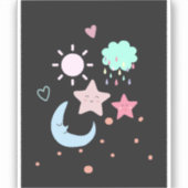 Sticker Star Moon nuage soleil coeur mignon (Recto)