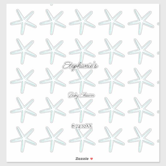 Sticker Starfish Motif Baby shower garçon fille 2023 migno (Feuille)