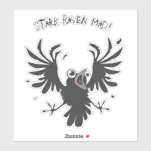 Sticker Stark Raven Mad Crazy Old Birb Raven (Feuille)