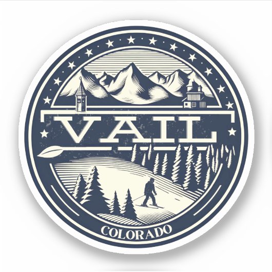 Sticker Station de ski de Vail : Ski et Snowboard dans le (Devant)