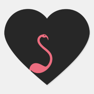 Sticker Stationery Flamant rose rose Coeur noir