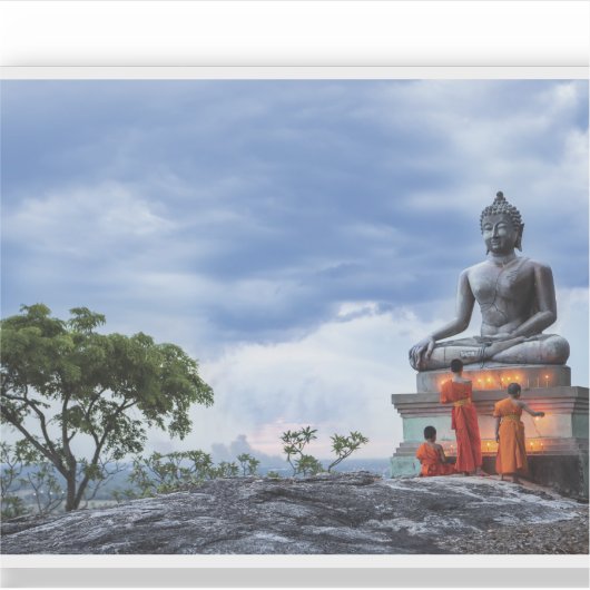 Sticker Statue des moines et bouddhas (Devant)