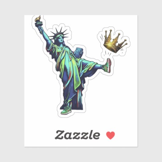 Sticker Statue of Liberty Kicking Crown Stencil Art | Vint (Feuille)