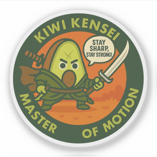 Sticker Stay Sharp Stay Strong Samurai Kiwi  (Devant)