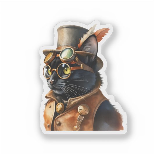Sticker Steampunk Black Cat (Devant)